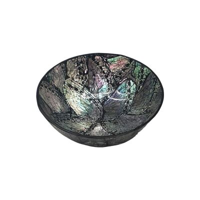 Vie Naturals Capiz Inlay dekorative Schale, 15 cm Durchmesser, Schwarz / Silber
