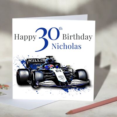 Williams Racing F1 Personalised Birthday Card / SKU796