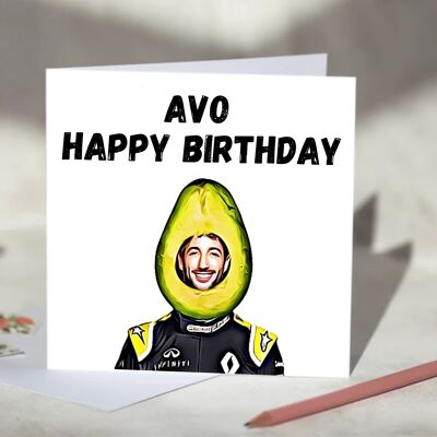 Avo Happy Birthday Daniel Riccardo Avocado F1 Birthday Card / SKU810