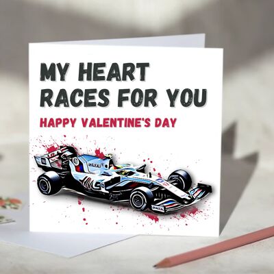 My Heart Races For You F1 Card - Happy Birthday - Haas / SKU975