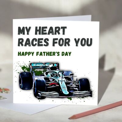 My Heart Races For You F1 Card - Happy Birthday - Aston Martin / SKU976