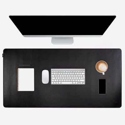 FORMGUT® Schreibtischunterlage Filz & Leder - Schwarz Leder - 120 x 60 cm