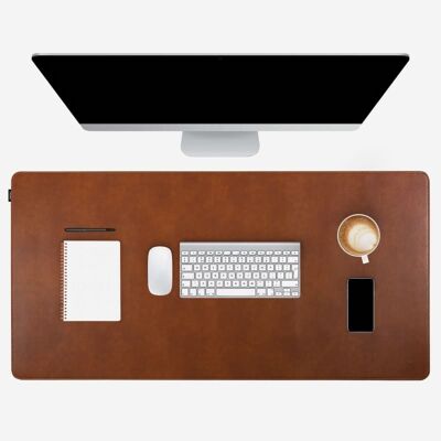 FORMGUT® Schreibtischunterlage Filz & Leder - Braun Leder - 90 x 30 cm