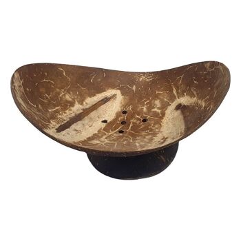 Grand porte-savon ovale en noix de coco, 9 x 4 cm 2
