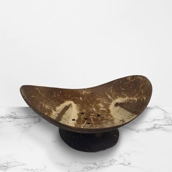 Grand porte-savon ovale en noix de coco, 9 x 4 cm 5