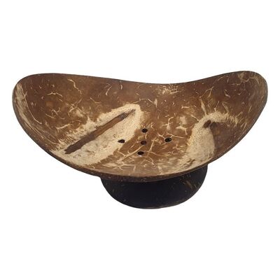 Grand porte-savon ovale en noix de coco, 9 x 4 cm