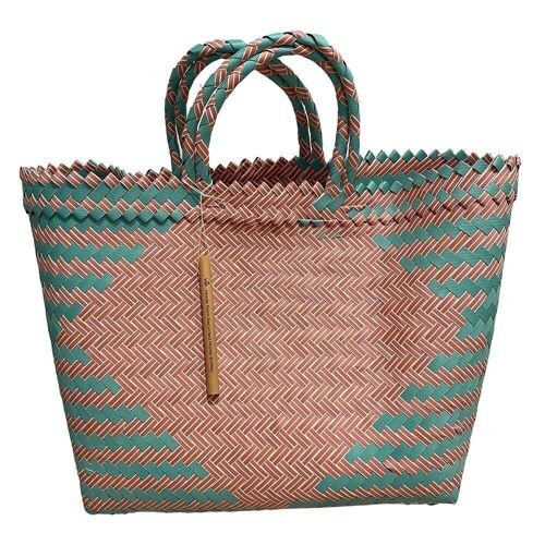 Vie Naturals Recycled Plastic Woven Beach/Tote Bag , Large- Assorted Colours