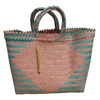Vie Naturals Recycled Plastic Woven Beach/Tote Bag , Large- Assorted Colours
