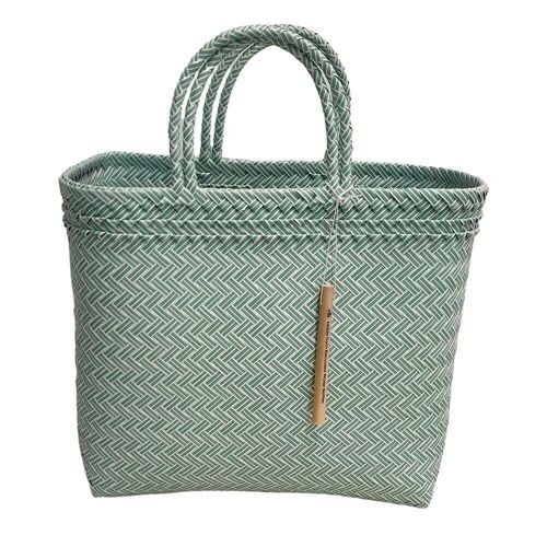 Vie Naturals Recycled Plastic Woven Beach/Tote Bag, Green, Large