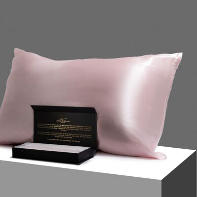 Funda de almohada de seda 100% seda de morera 22 momme rosa rubor tamaño estándar