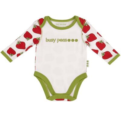 Pure Cotton Body Suite – Strawberry Print - 12-18-mths