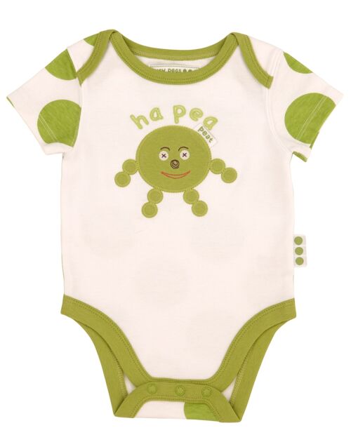 Pure Cotton Short Sleeved Body Suit – Pea Print - 12-18-mths