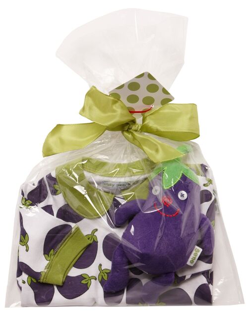 Aubergine Print All In One & Gene Aubergine Soft Toy - 12-18-mths