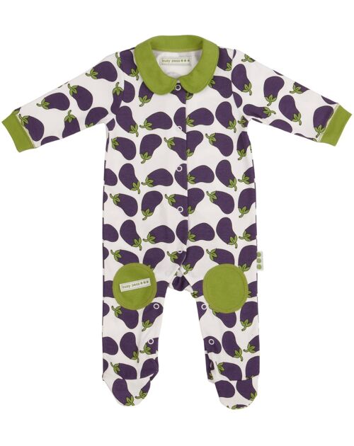 Pure Cotton All in One – Aubergine Print - 12-18-mths