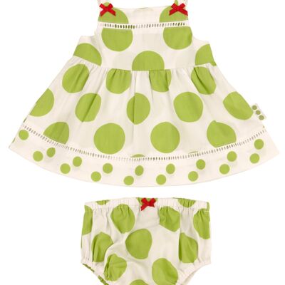 Pure Cotton Sundress & Matching Pants – Pea Print - 12-18-mths 100% Woven Cotton, machine washable at 40 degrees, iron on reverse side