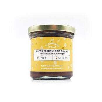 Pâte à Tartiner Pois Chiche Chocolat & Extrait Naturel de Fleur d'Oranger Bio 160g