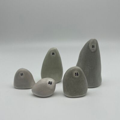 Pebble people, handmade ceramic terrarium decorations - talls