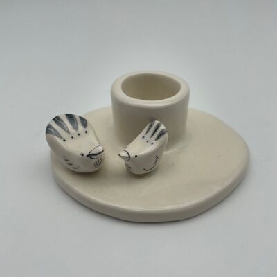 Handmade ceramic bird candle holder