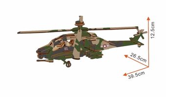 Kit en bois d'une couleur d'Hélicoptère Apache 1