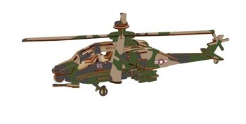 Kit en bois d'une couleur d'Hélicoptère Apache 3