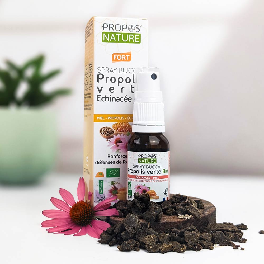 Organic Green Propolis, Honey & Echinacea Mouth Spray - Sore Throat Relief - 20ml