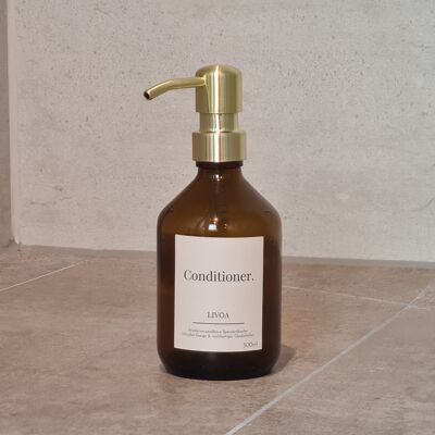 Conditioner-Spender aus Glas 300 ml mit goldener Pumpe