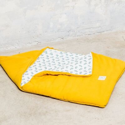 Mustard Baby Nest in Muslin Cotton and Flowers