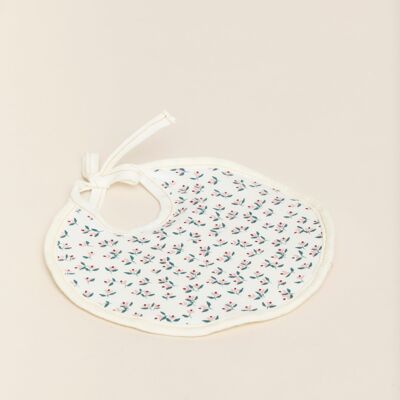 Towelled Round Bib - Flower Garden Pink