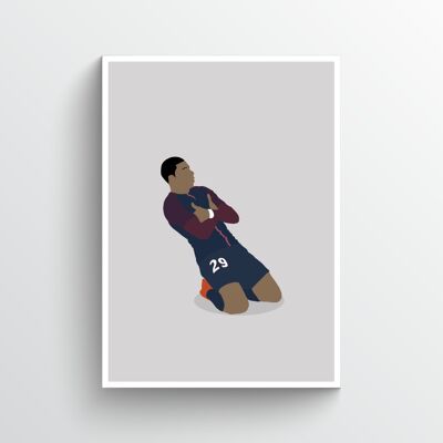 Kylian Mbappé - Print - Din A3 - Aluminium - Weiß