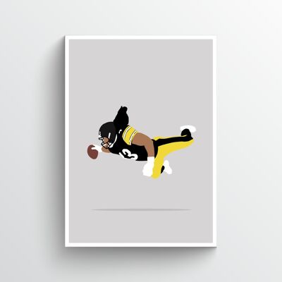 Troy Polamalu - Print - Din A4 - Aluminium - Weiß