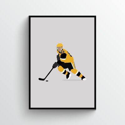 Sidney Crosby - Print - Din A3 - Aluminium - Schwarz