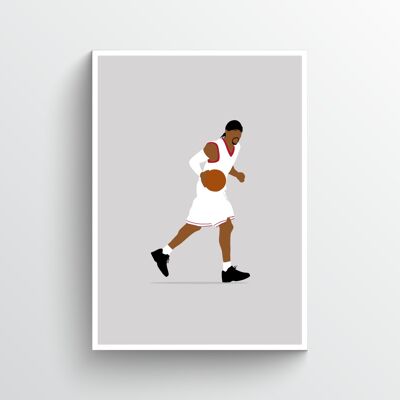 Allen Iverson - Print - Din A4 - Aluminium - Weiß