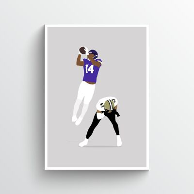 Stefon Diggs - Print - Din A3 - Aluminium - Weiß