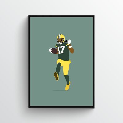 Davante Adams - Print - Din A3 - Aluminium - Schwarz