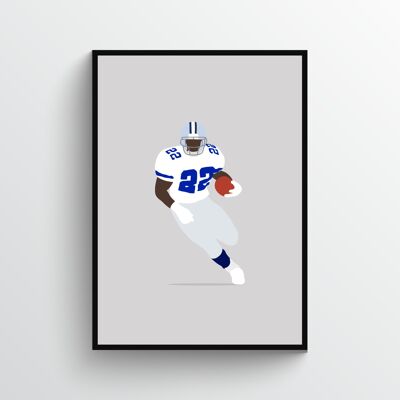 Emmitt Smith - Print - Din A3 - Aluminium - Schwarz