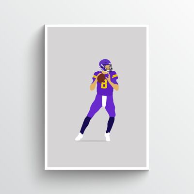 Kirk Cousins - Print - Din A3 - Aluminium - Weiß