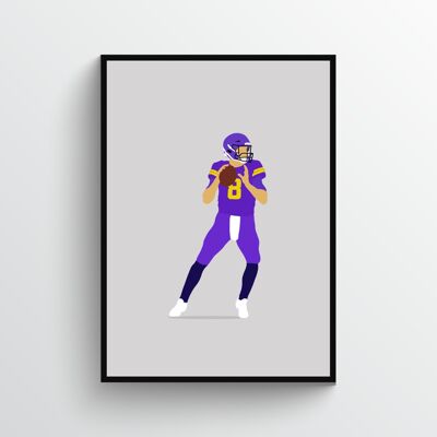 Kirk Cousins - Print - Din A3 - Aluminium - Schwarz