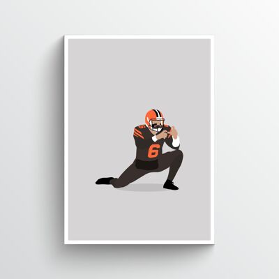 Baker Mayfield - Print - Din A4 - Aluminium - Weiß