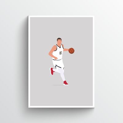 Nikola Jokić - Print - Din A4 - Aluminium - Weiß