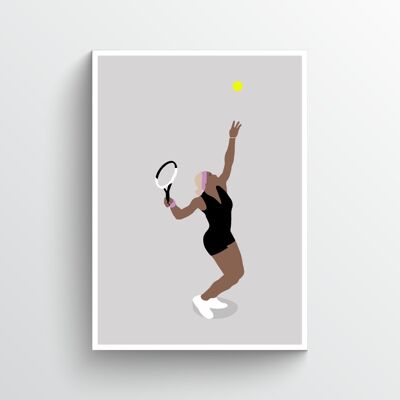 Serena Williams - Print - Din A4 - Weiß - Aluminium