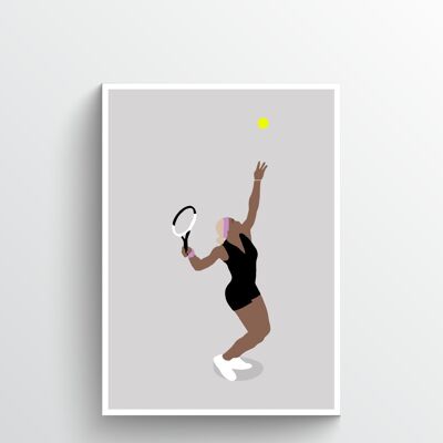 Serena Williams - Print - Din A3 - Weiß - Aluminium