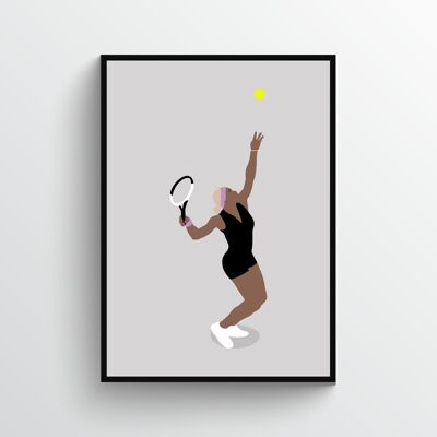 Serena Williams - Print - Din A4 - Schwarz - Aluminium