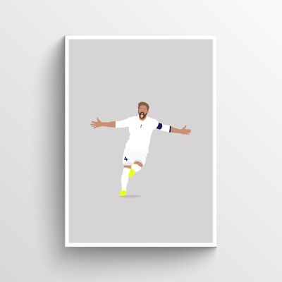 Sergio Ramos - Print - Din A4 - Weiß - Aluminium