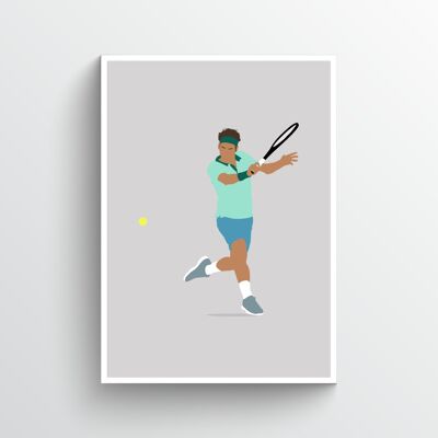 Roger Federer Rückhand - Print - Din A4 - Weiß - Aluminium