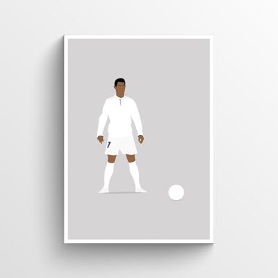 Cristiano Ronaldo - Print - Din A3 - Weiß - Aluminium