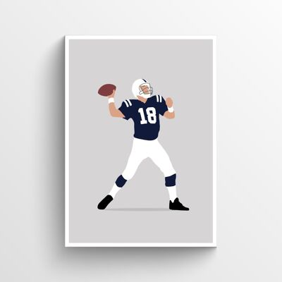 Peyton Manning - Print - Din A3 - Weiß - Aluminium