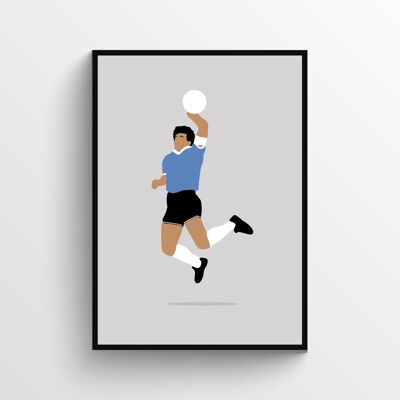 Diego Maradona - Print - Din A4 Hand Gottes - Schwarz - Aluminium