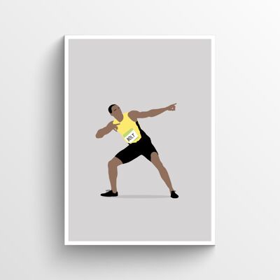 Usain Bolt - Print - Din A4 - Weiß - Aluminium