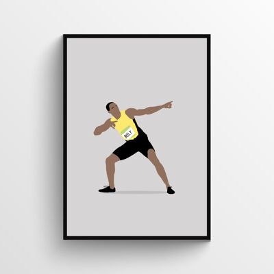 Usain Bolt - Print - Din A3 - Schwarz - Aluminium