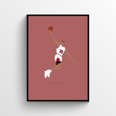 Scottie Pippen - Print - Din A4 - Schwarz - Aluminium